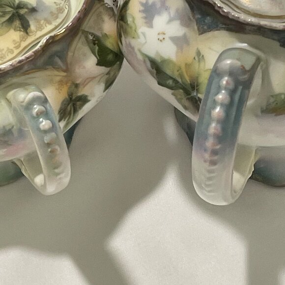 RS PRUSSIA Genuine Vintage Tea Set of 3, Ivory/Green/Gold/Rose Ivy & Floral - Picture 15 of 16